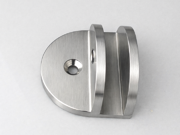 Glass Shelf Bracket - Round 50mm x 43mm x 24mm with Horizontal Leg - Satin Chrome